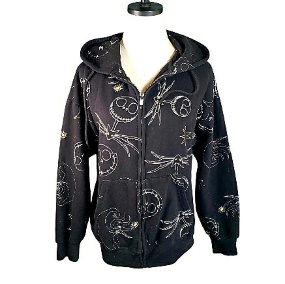 Disney Nightmare Before Christmas Zipup Hoodie XL Tim Burton Embrodiered Design